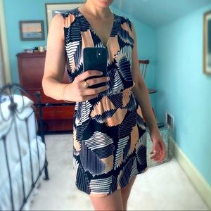 Silk Black and Coral Short Casual Dress